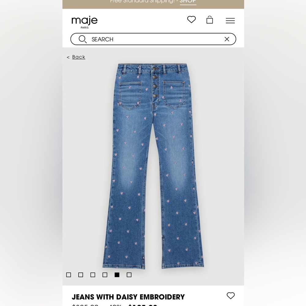 MAJE JEANS WITH DAISY EMBROIDERY size 40